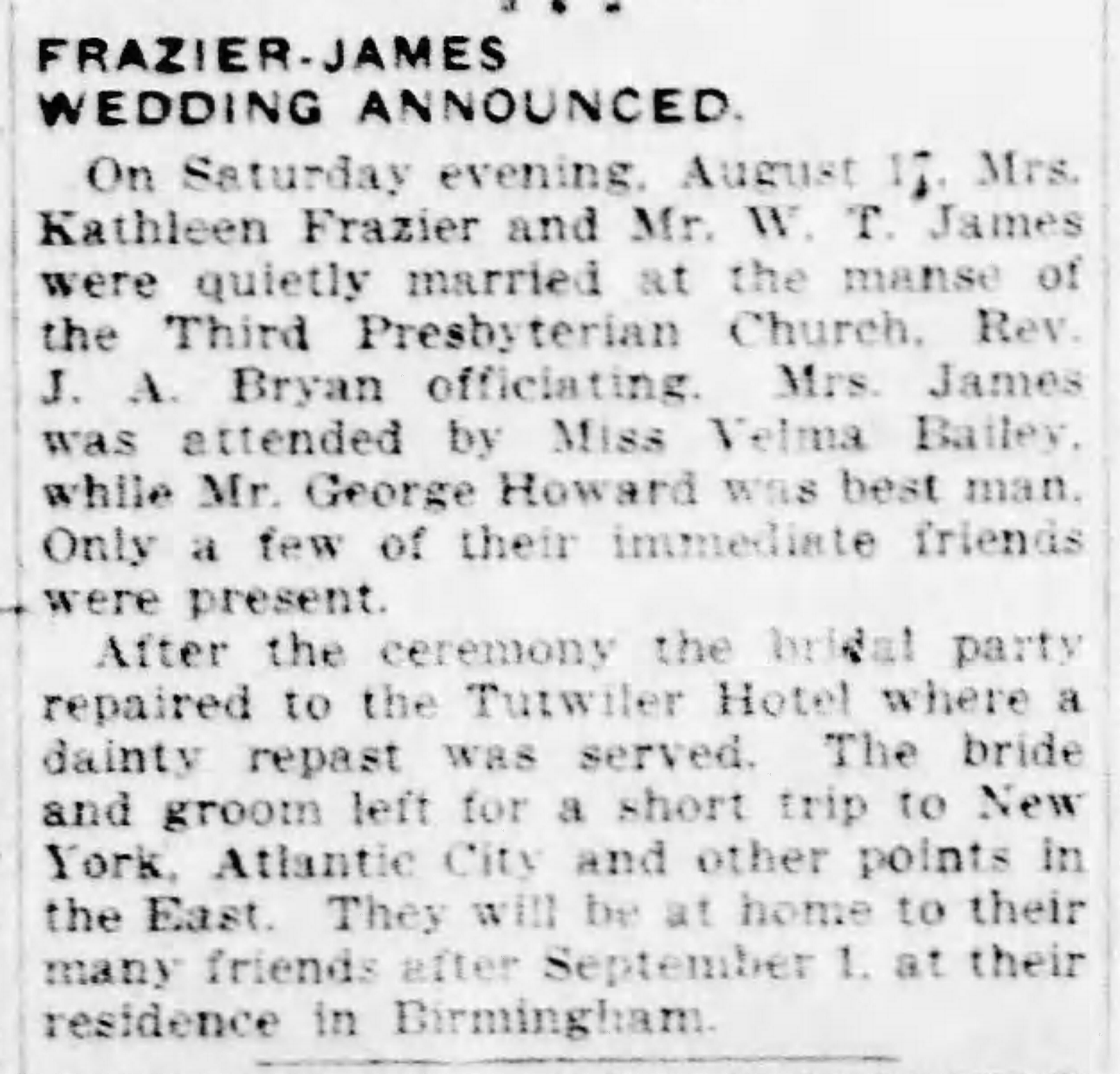 Kathleen Frazier-W.T. James